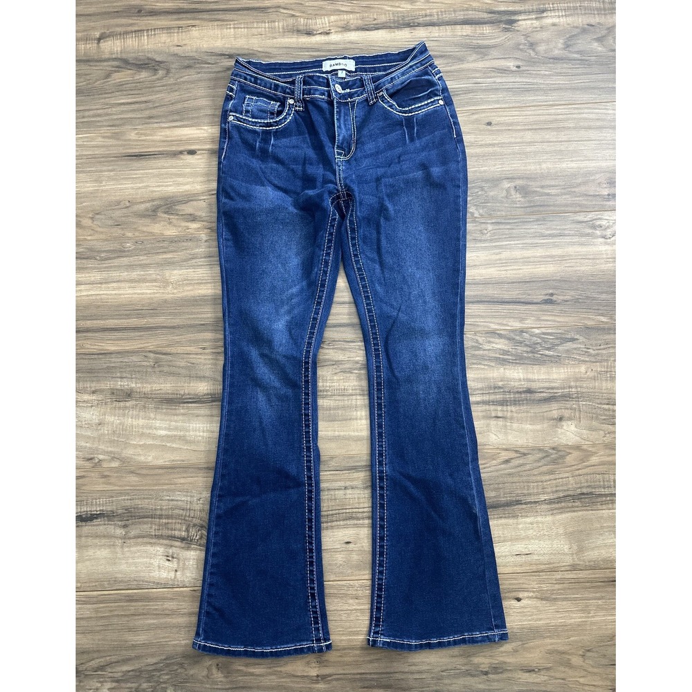 Women's Bamboo Jeans Size 7 Western Style Boot Cut Dark Blue